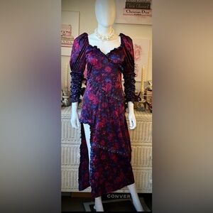 For Love & Lemons Pixie ruffled maxi dress in Purple & Pink colors Size Medium